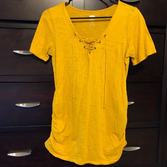Old Navy Tops - Yellow Cross Tie Maternity Shirt